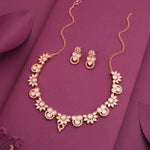 Thumbnail for Tehzeeb Creations Gold Pleate White Choker Necklace With Stud - Distacart