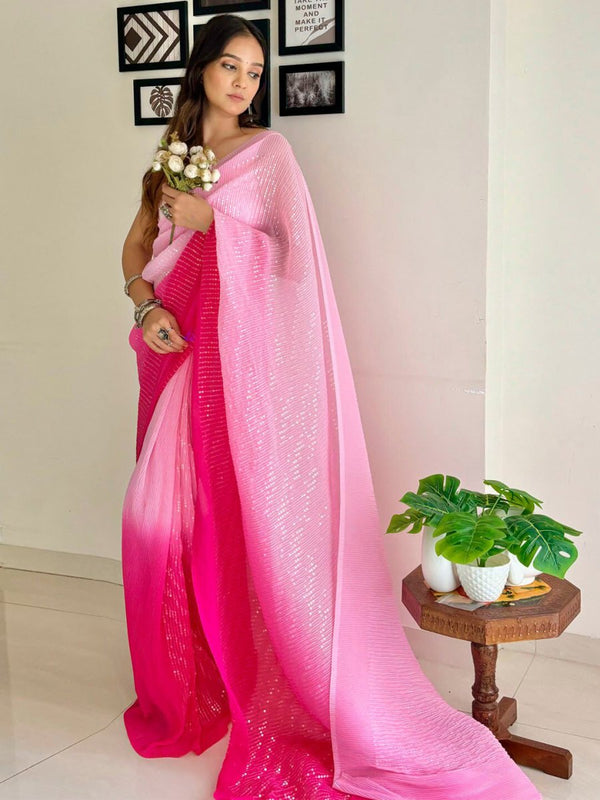 Anouk Embellished Sequinned Pure Georgette Designer Saree - Distacart