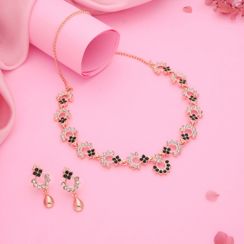 Tehzeeb Creations Gold-Polished Green Diamond Necklace With Earrings - Distacart