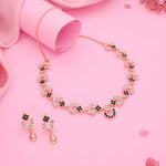 Thumbnail for Tehzeeb Creations Gold-Polished Green Diamond Necklace With Earrings - Distacart