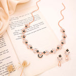 Thumbnail for Tehzeeb Creations Gold-Polished Green Diamond Necklace With Earrings - Distacart