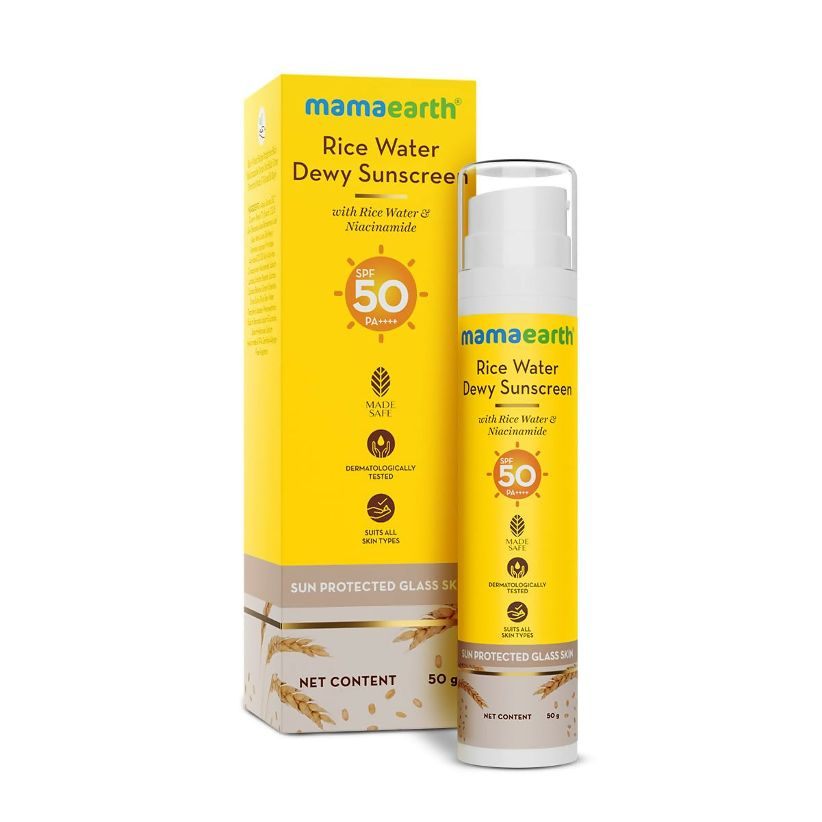 Mamaearth Rice Water Dewy Sunscreen with SPF 50 - Distacart