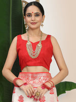 Thumbnail for Astita Linen Cotton Red & White Saree
