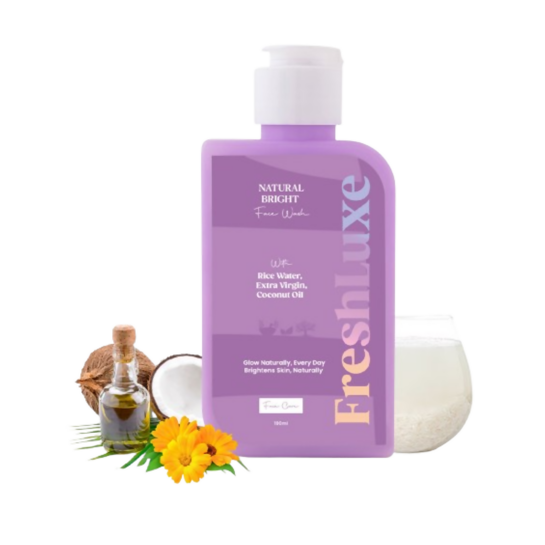FreshLuxe Natural Bright Face Wash For Cleansing & Brightening Glass Skin with Rice Water & Extra Virgin Coconut Oil - Distacart