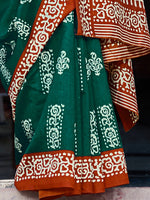 Thumbnail for NOZ2TOZ Women's Bhagalpuri Silk Dark Green Printed Designer Saree With Blouse Piece - Distacart