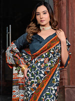 Thumbnail for NOZ2TOZ Women's Bhagalpuri Silk Charcoal Grey Printed Designer Saree With Blouse Piece - Distacart