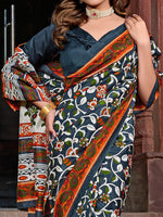 Thumbnail for NOZ2TOZ Women's Bhagalpuri Silk Charcoal Grey Printed Designer Saree With Blouse Piece - Distacart