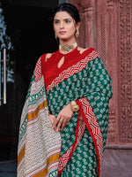 Thumbnail for NOZ2TOZ Women's Bhagalpuri Silk Teal green Printed Designer Saree With Blouse Piece - Distacart