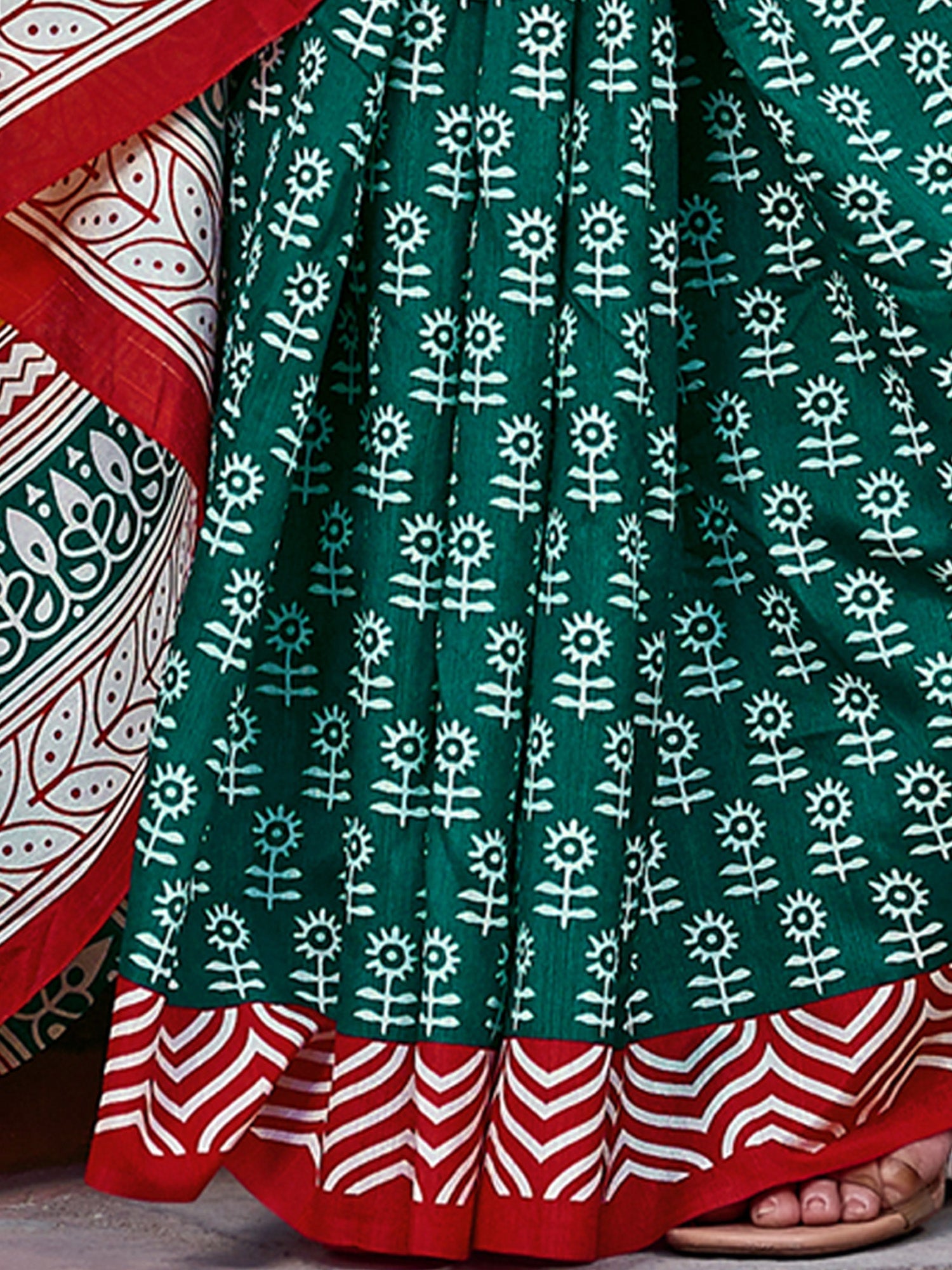 NOZ2TOZ Women's Bhagalpuri Silk Teal green Printed Designer Saree With Blouse Piece - Distacart