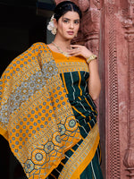 Thumbnail for NOZ2TOZ Women's Bhagalpuri Silk Dark Green Printed Designer Saree With Blouse Piece - Distacart