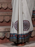 Thumbnail for NOZ2TOZ Women's Bhagalpuri Silk Off White Printed Designer Saree With Blouse Piece - Distacart