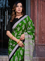 Thumbnail for NOZ2TOZ Women's Bhagalpuri Silk Green Printed Designer Saree With Blouse Piece - Distacart