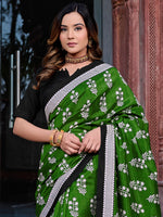Thumbnail for NOZ2TOZ Women's Bhagalpuri Silk Green Printed Designer Saree With Blouse Piece - Distacart