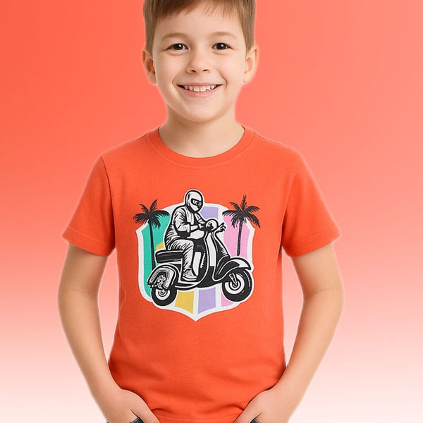 Chilins Round Orange Neck Printed Super Combed Cotton T-shirt