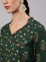 Thumbnail for Aks Women Ethnic Motifs Printed Angrakha Kurta with Trousers - Distacart