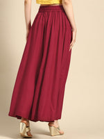 Thumbnail for TAG 7 Women Black & Maroon Solid Flared Palazzos