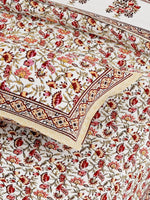 Thumbnail for Brown Floral Printed Cotton 300TC Super King Bedsheet With 2 Zipper Pillow Covers - King Size by House of Ree - Distacart