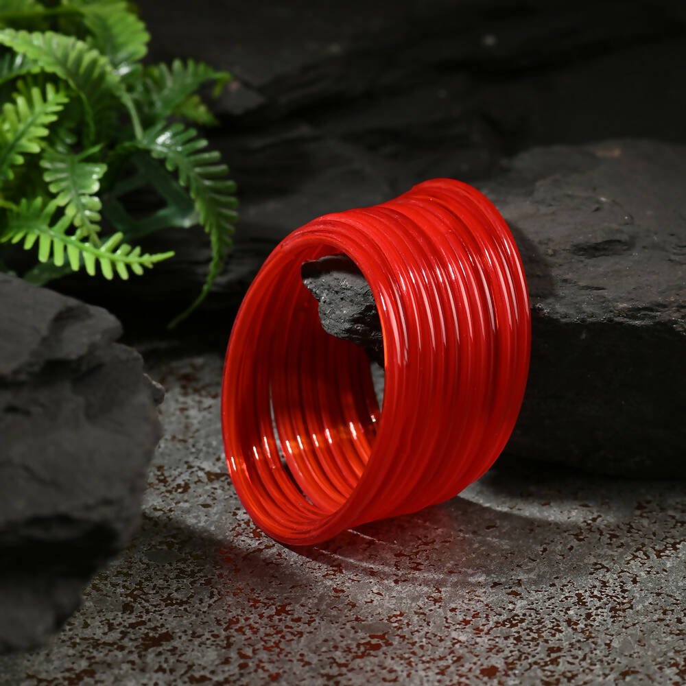 Afast Shining Red Glass Party, Wedding, Daily Use Bangle Set, Pack Of 12 - Distacart