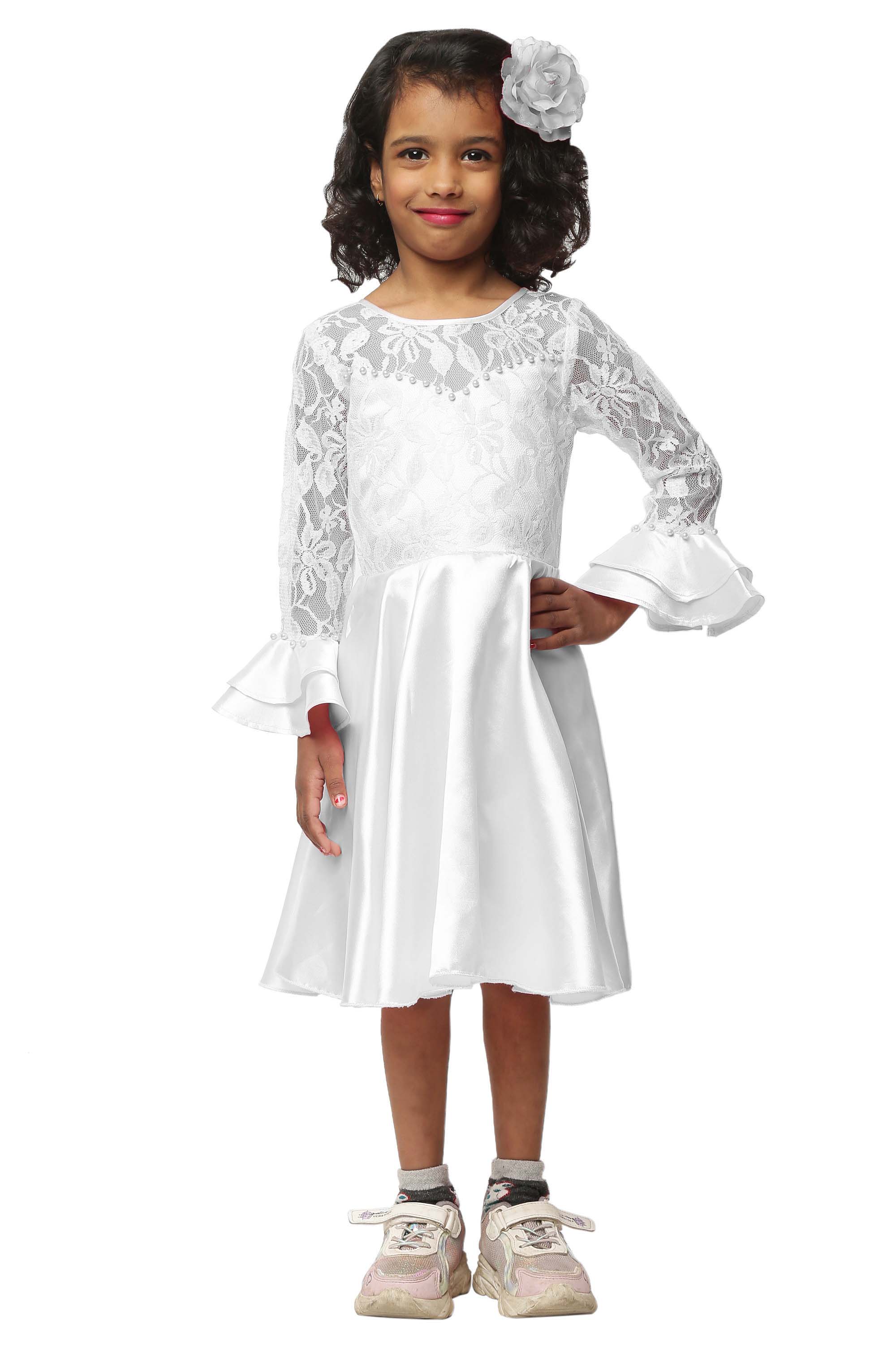 Asmaani Kids Party Wear Stylish Dresses, Perfect for Parties, Functions & Vacations - White - Distacart