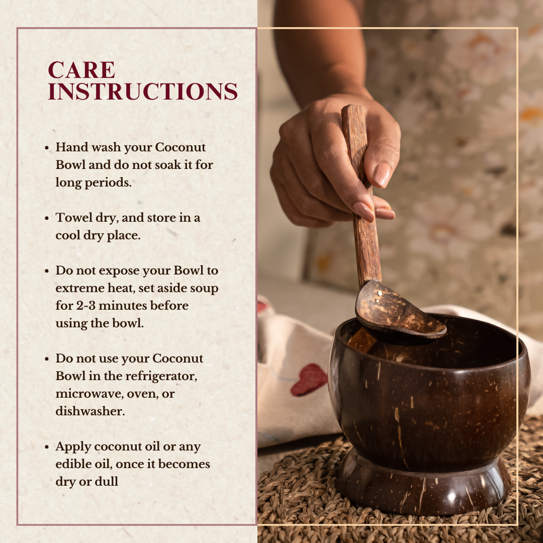 Thenga Coconut Shell Artisan Soup Bowl & Soup Spoon - Dista