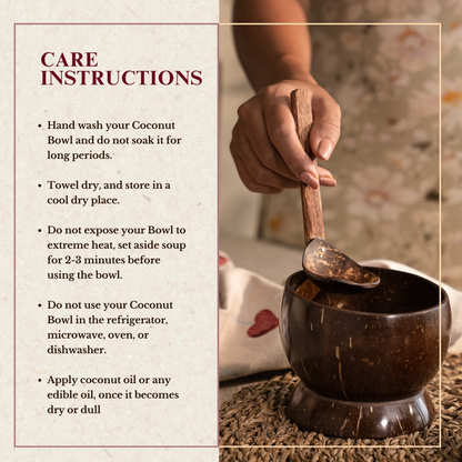 Thenga Coconut Shell Artisan Soup Bowl & Soup Spoon - Dista