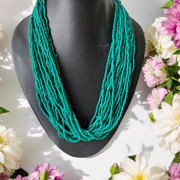 Inhanns Handmade Beaded Multilayer Necklace, 20 Layers - Sea Green - Distacart