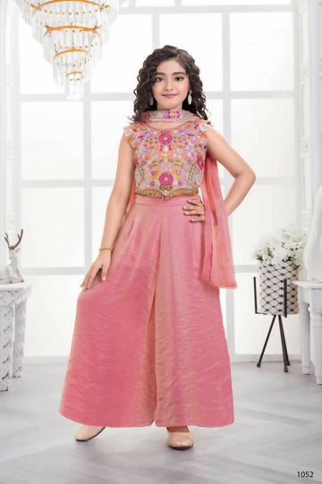 Traditional Designer Fandy Silk Pink Ethnic Fusion Wear - Anbazaar - Distacart