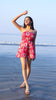 Noroke Linen Red Floral Mini Tiered Dress - Printed - Distacart