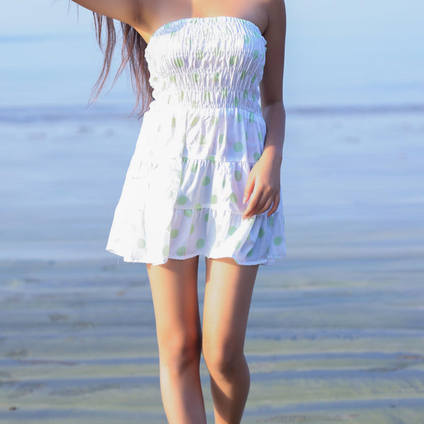 Noroke Sustainable fabric | Bemberg Polka Dot Mini Tiered Dress - Printed - Distacart