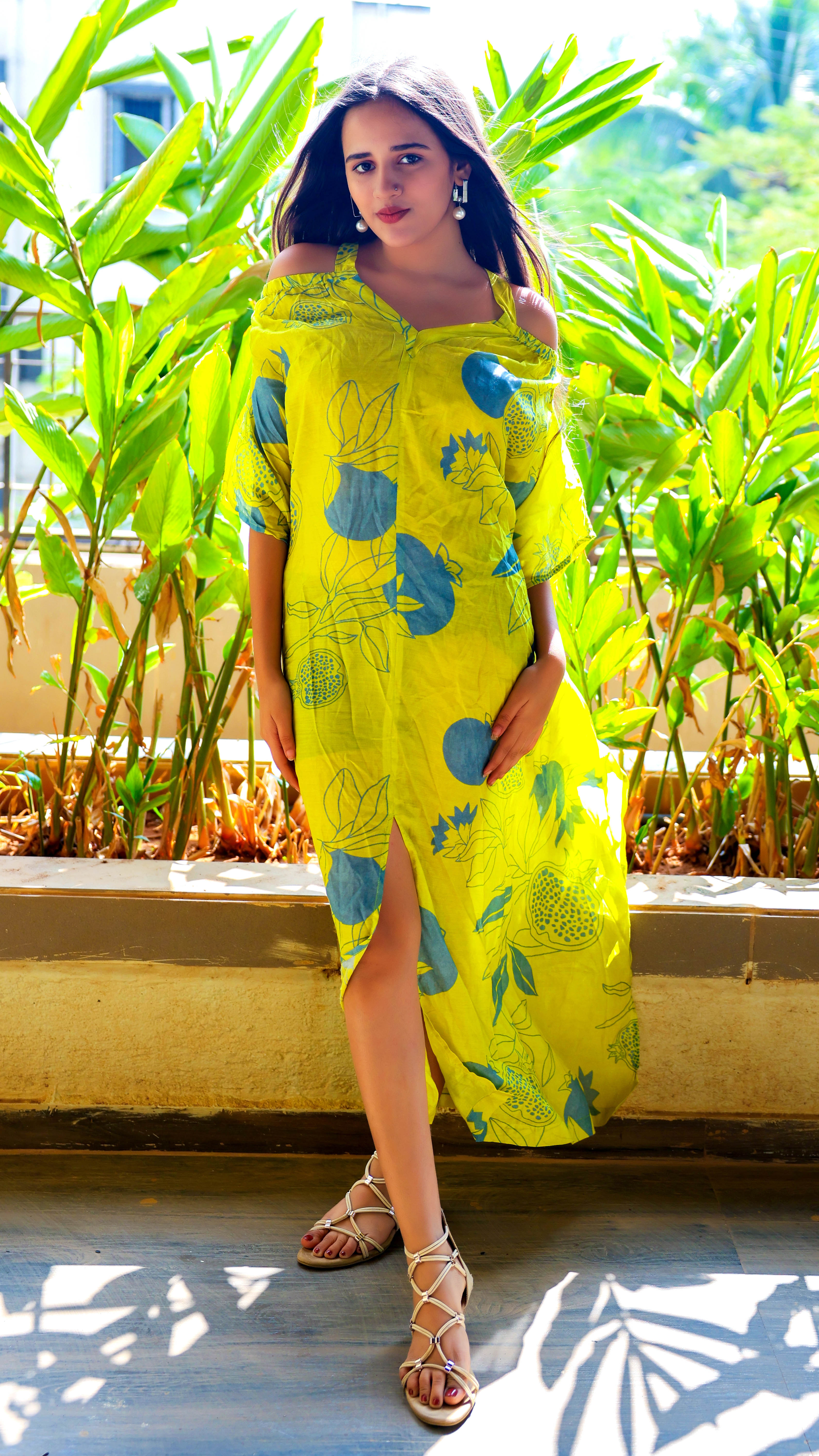 Noroke Pure Muslin Printed Off Shoulder Long Kaftan - Distacart