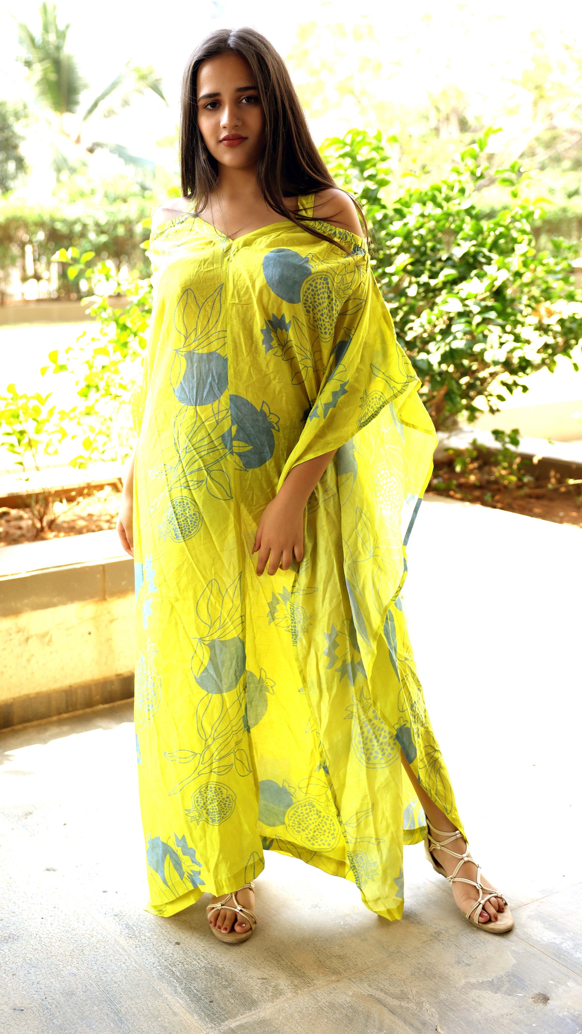 Noroke Pure Muslin Printed Off Shoulder Long Kaftan - Distacart