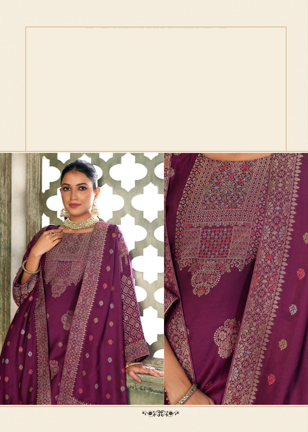 Purple Viscose Pasmina Mina Work Kurta & Bottom with Dupatta - Paridhi - Distacart
