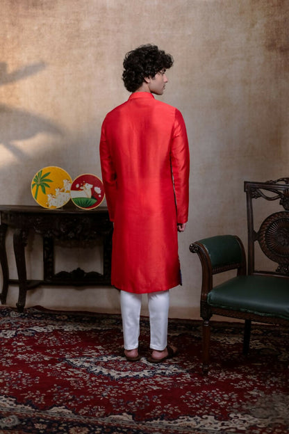 Falling Raw Silk Red Padma Gopala By Hilo Design - Distacart
