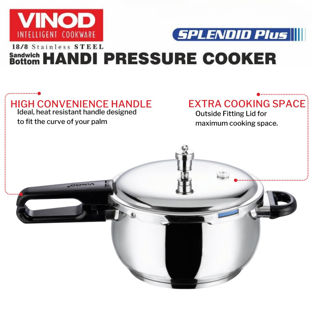 Vinod Splendid Plus Stainless Steel Outer Lid Pressure Cooker - Dista