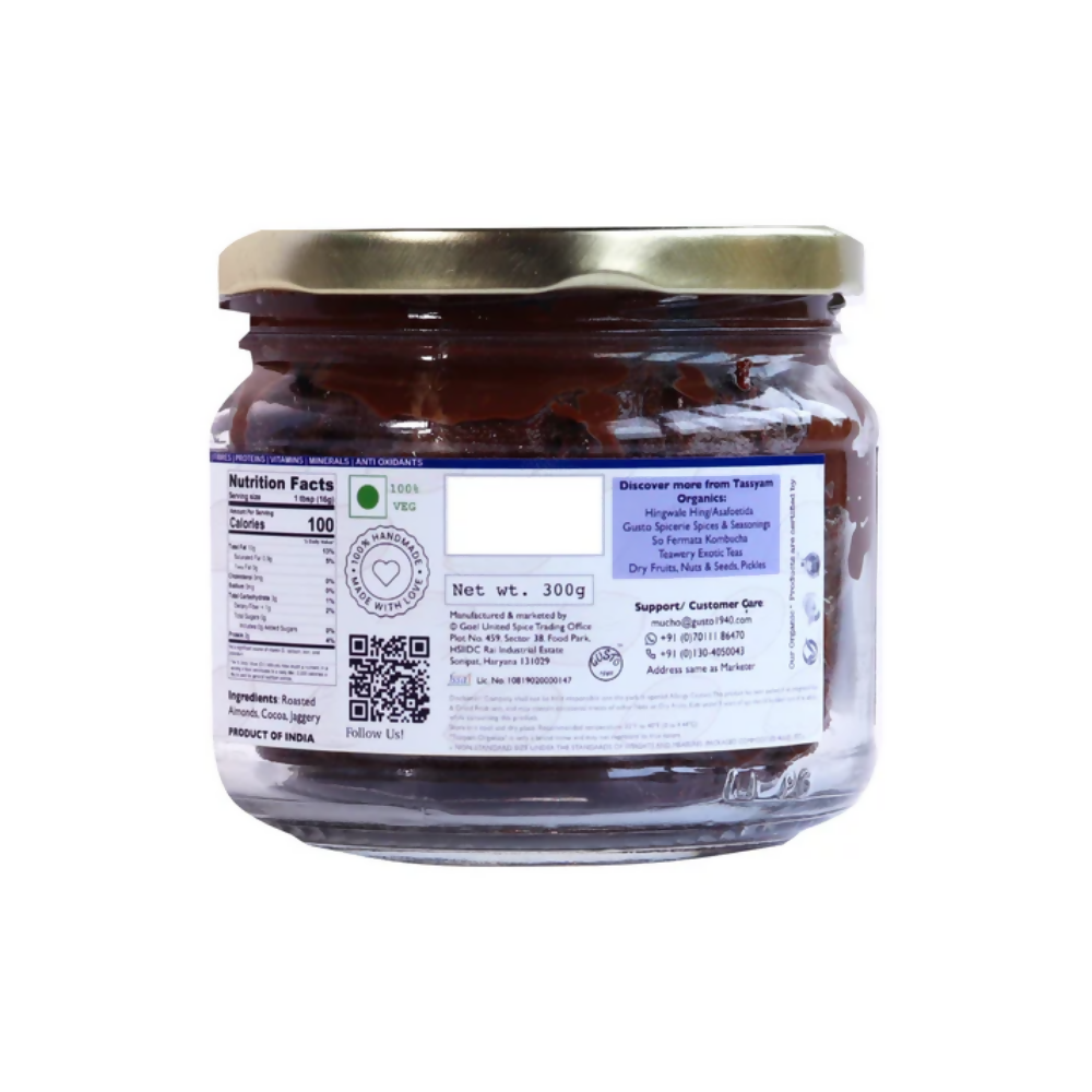 Tassyam Organics Rich Dark Chocolate Almond Spread - Distacart