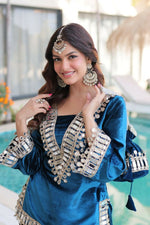 Thumbnail for Joban Fashion Rama Kurta Set Velvet Sequins , Zari, Coding & Thread Embroidered work - Distacart