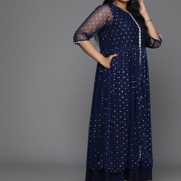 Ahalyaa Women's Traditional wear Ethnic Dress - Navy Blue - Distacart