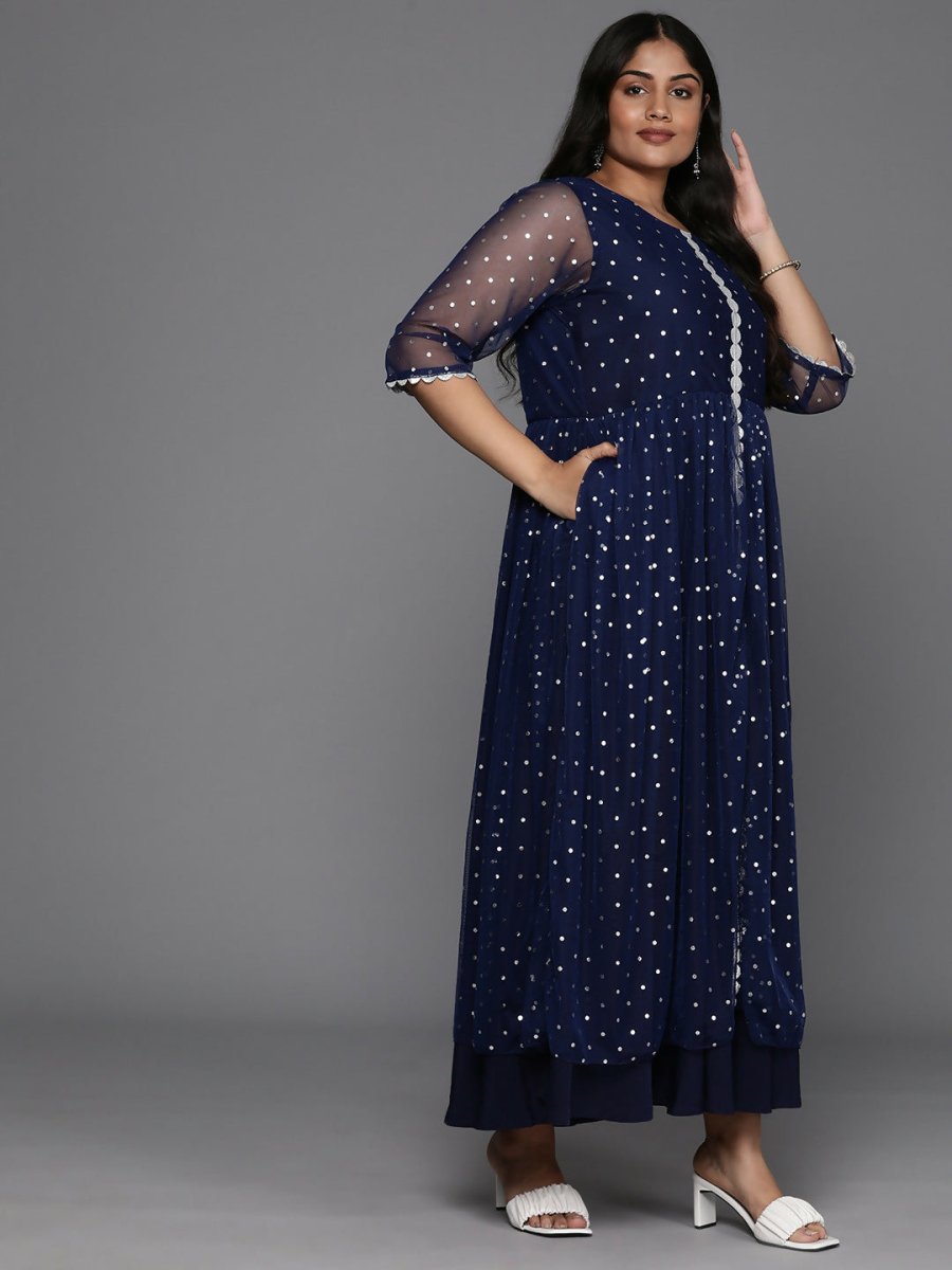 Ahalyaa Women's Traditional wear Ethnic Dress - Navy Blue - Distacart