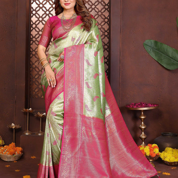 Aastha Fashion Pista Tissue Silk Weaving Saree - Distacart