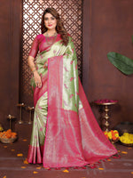 Thumbnail for Aastha Fashion Pista Tissue Silk Weaving Saree - Distacart