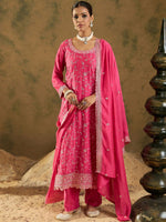 Thumbnail for Indo Era Ethnic Motifs Embroidered Thread Work Kurta with Trousers & Dupatta