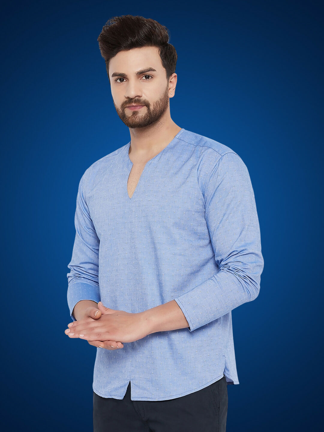 Even Apparels Men's Pure Cotton Blue Kurta - Distacart