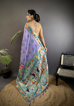 Thumbnail for Joban Fashion Lavender Paithani Soft Silk Meenakari Saree