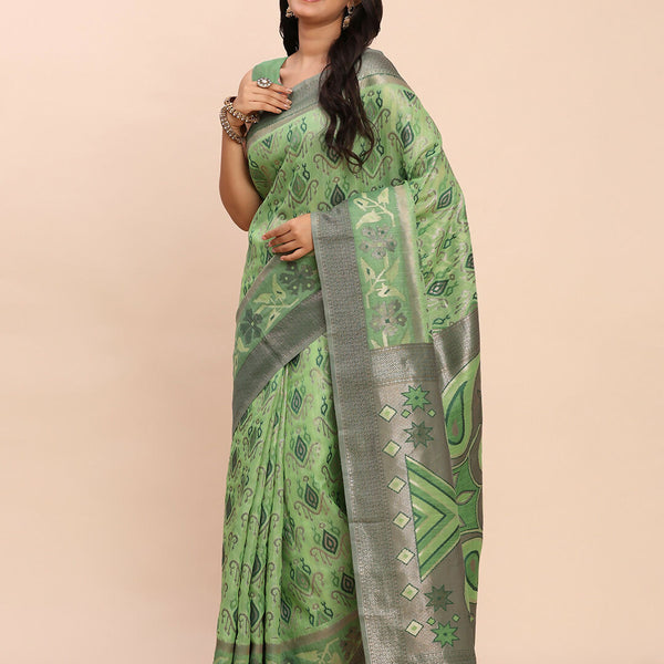 Astita Linen Cotton Green Saree