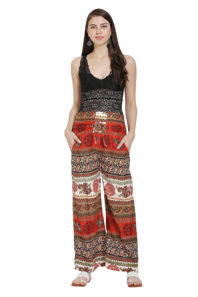 Asmaani Orange Color Mix Print Palazzo
