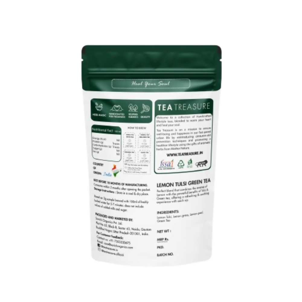 Tea Treasure Lemon Tulsi Green Tea - Distacart