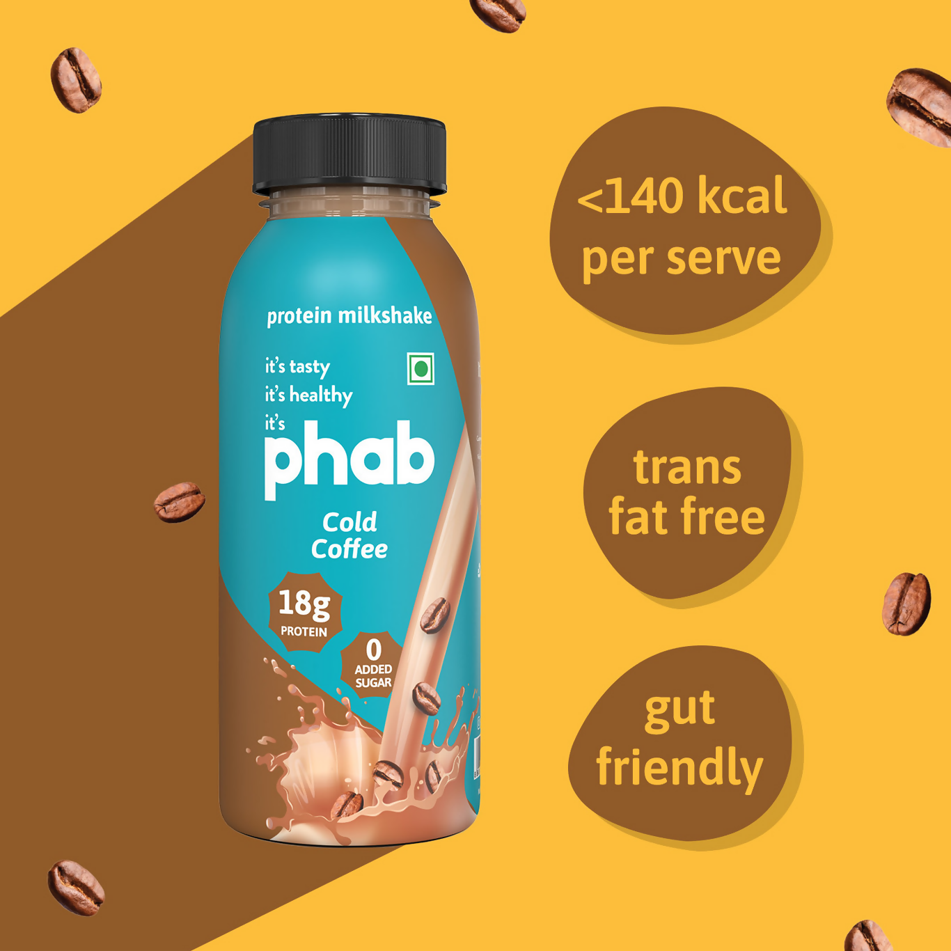Phab Protein Milkshake With protein Cold Coffee Protein Shake - Dista
