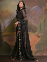 Thumbnail for NOZ2TOZ Women's Georgette Black Embellished Designer Saree With Blouse Piece - Distacart