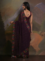 Thumbnail for NOZ2TOZ Women's Georgette Purple Embellished Designer Saree With Blouse Piece - Distacart