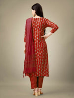 Thumbnail for Jyoti Fashion Women's Maroon Rayon Embroidery & Sequence work Kurta with Trouser & Dupatta - Distacart